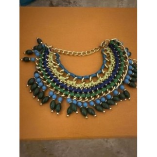 Collier vert, bleu et jaune 