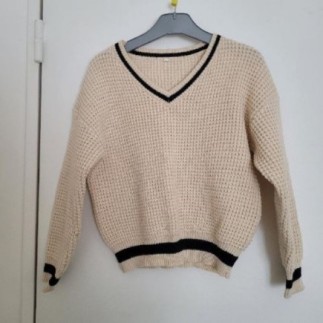 PULL BEIGE-NOIR - 8-9 ans
