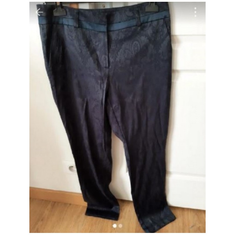 Pantalon structuré bleu marine - T40