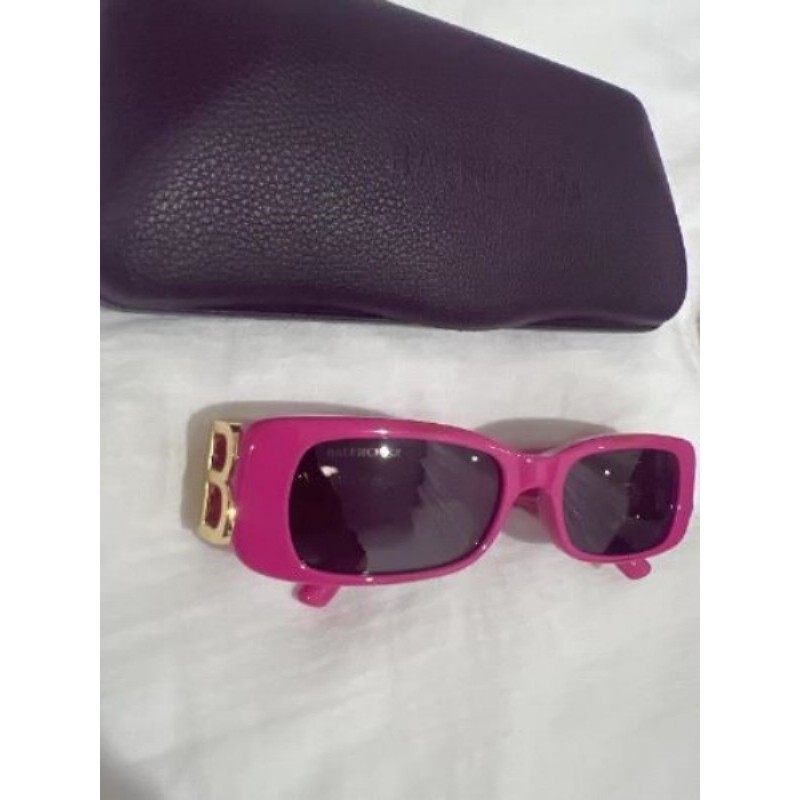 Lunettes de soleil Balenciaga Rose Fushia logo doré 