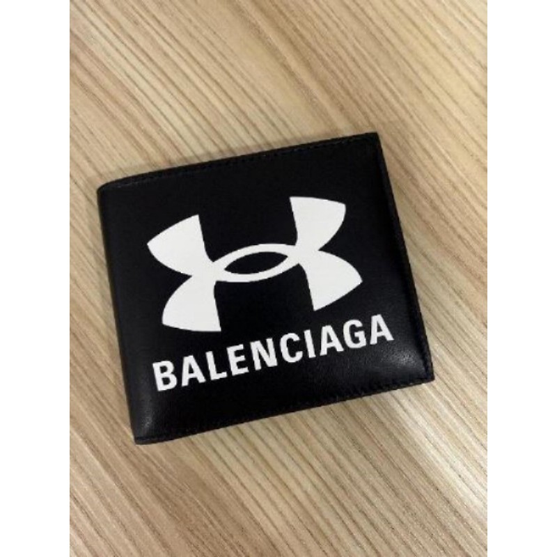 Portefeuille BALENCIAGA, X. Under Armour noir, logo blanc.