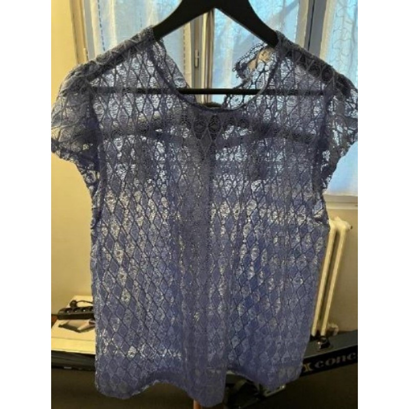 TUNIQUE NEUVE DENTELLE COLORIS BLEU TAILLE XL LES HALLES