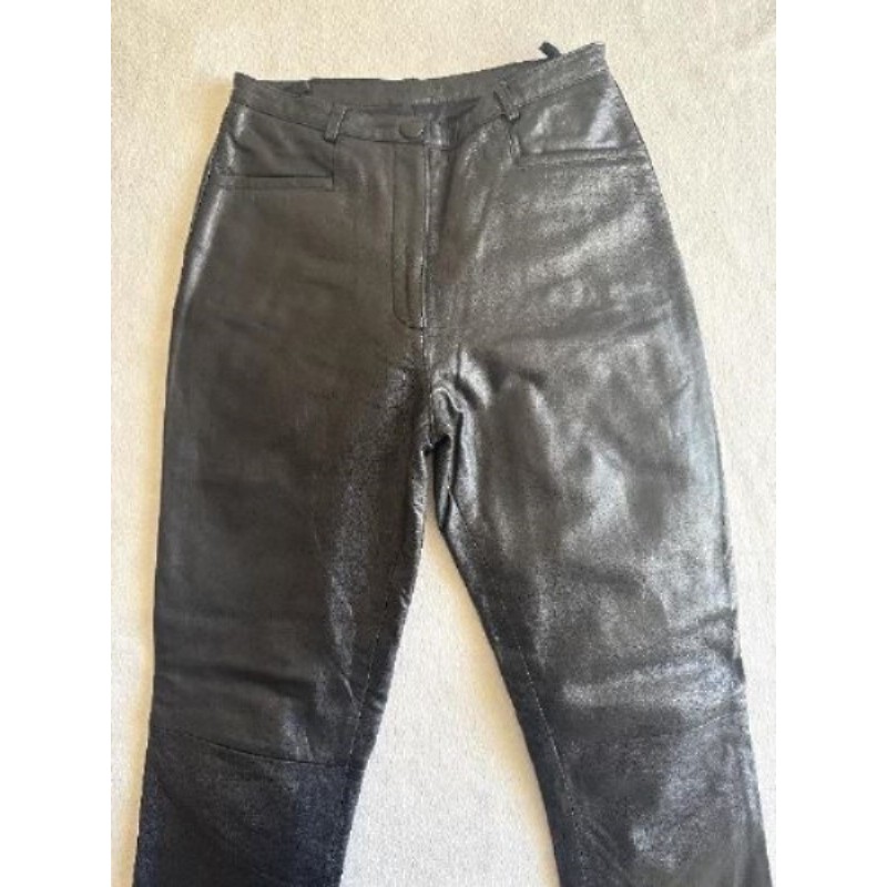 Pantalon en cuir d’agneau - Femme - Taille 38 - Taille Haute très mode ! Neuf 