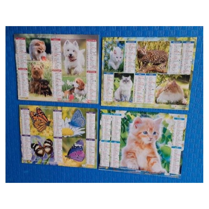 Calendrier Facteur La Poste 2026 (Chiens Chats Papillons) 