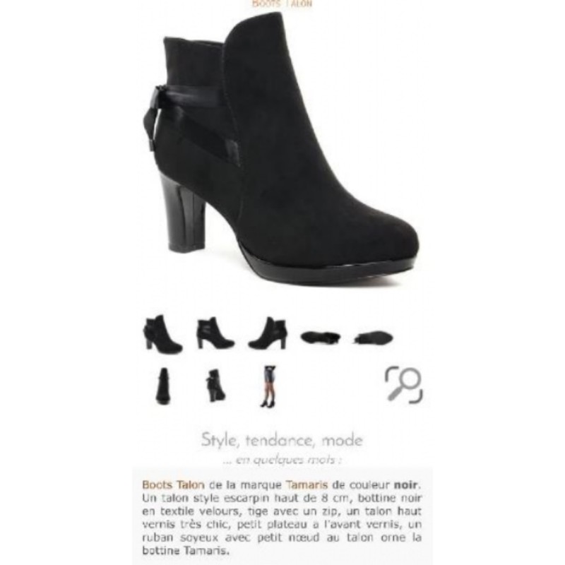 Bottine femme talon noir et noeud Tamaris 40