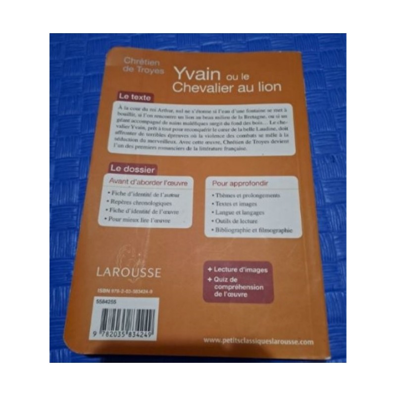 Livre Chrétien de Troyes Yvain ou le chevalier au lion