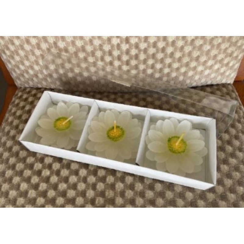3 bougies fleurs blanches