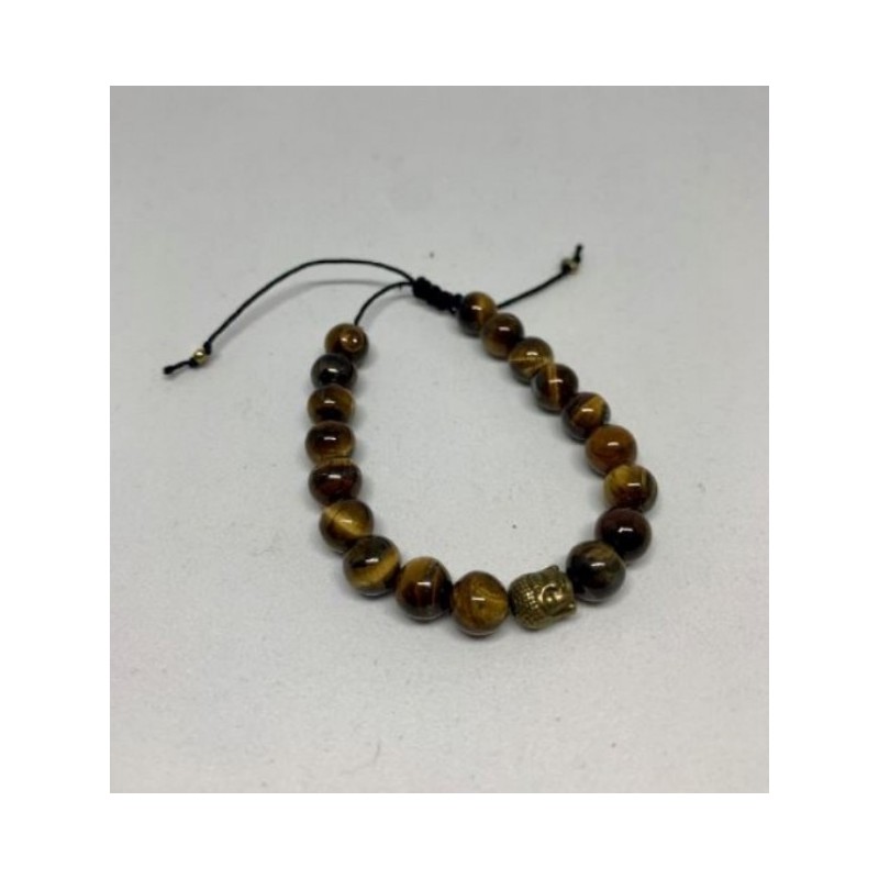 Bracelet réglable pierres naturelles et bouddha 