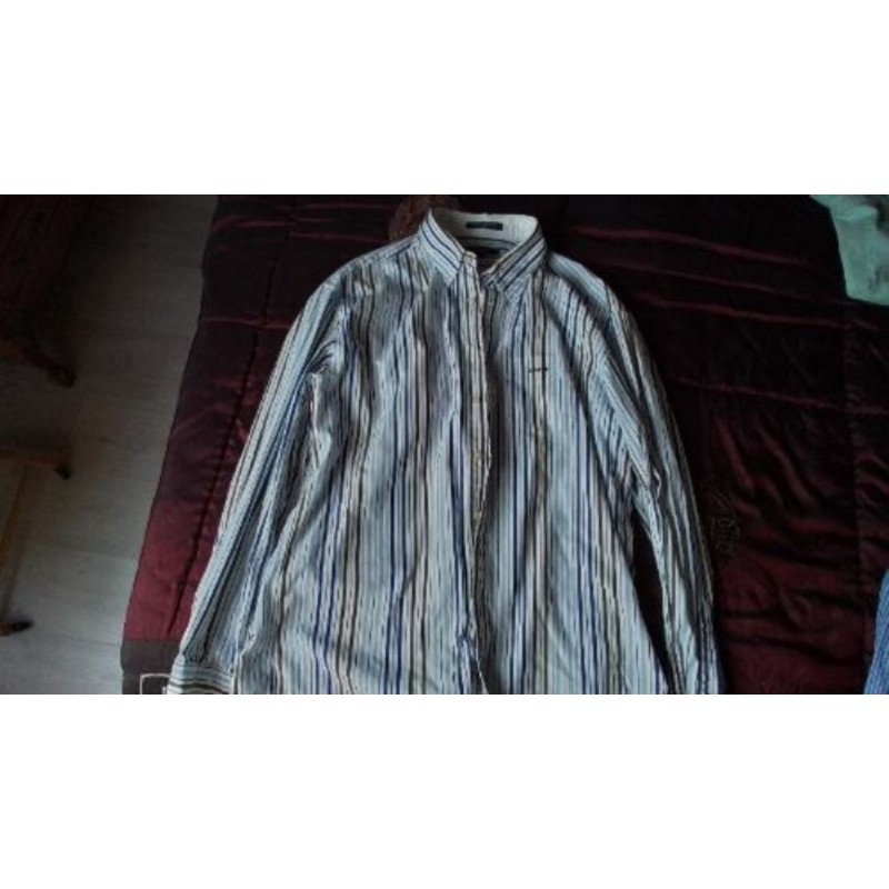 Chemise Gant rayée blanc bleu marron T 2XL