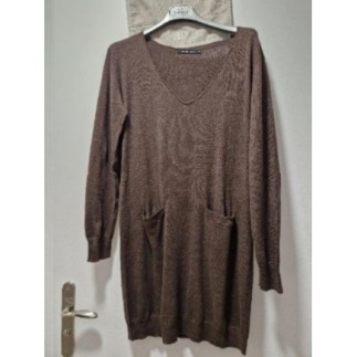 Robe marron coton et laine...