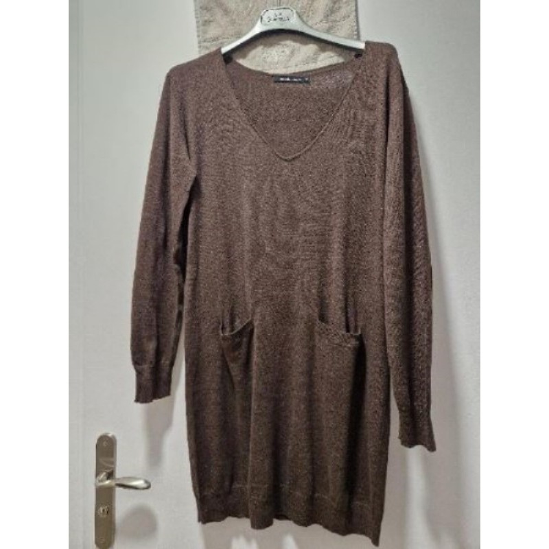 Robe marron coton et laine Monoprix 
