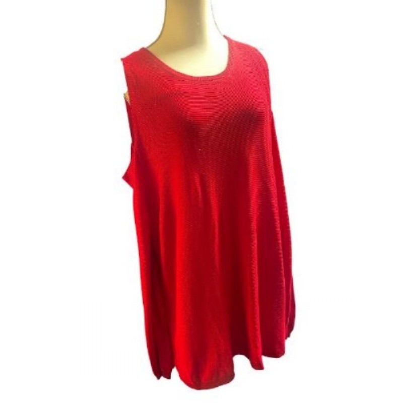 An’ge TU - pull maille rouge décolleté épaule 