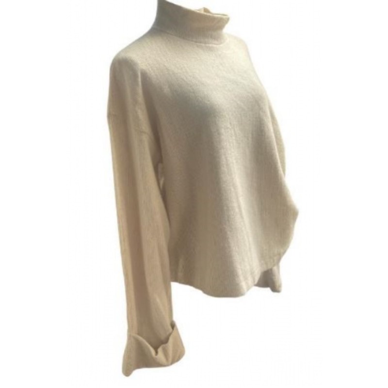 Zara Taille M - Pull beige avec col 