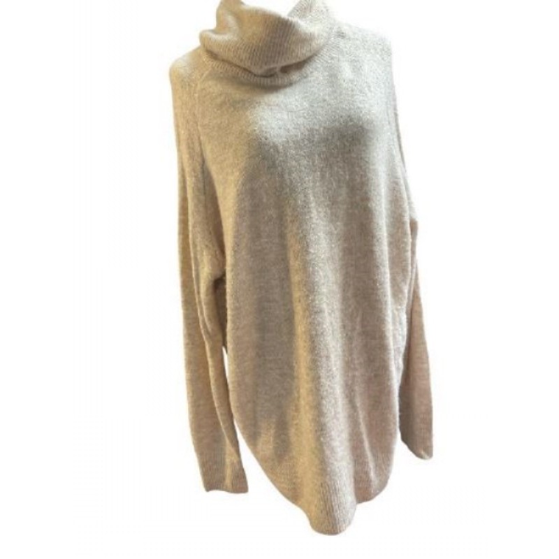 H&M TM - Robe pull beige col roulé 