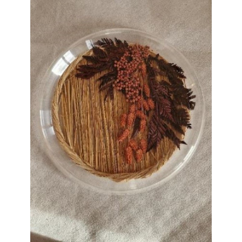 Plateau plexiglas fleurs séchées 