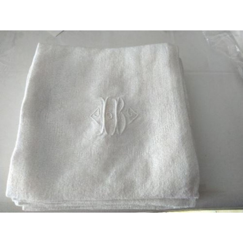 Lot de 6 serviettes ancienne de table avec des initiales brodé 60x58