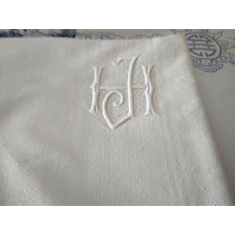 Drap ancien de 2 personnes brodé