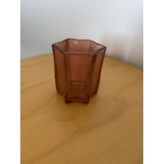 Bougeoir en verre rose