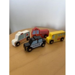 Lot de 4 voitures en bois