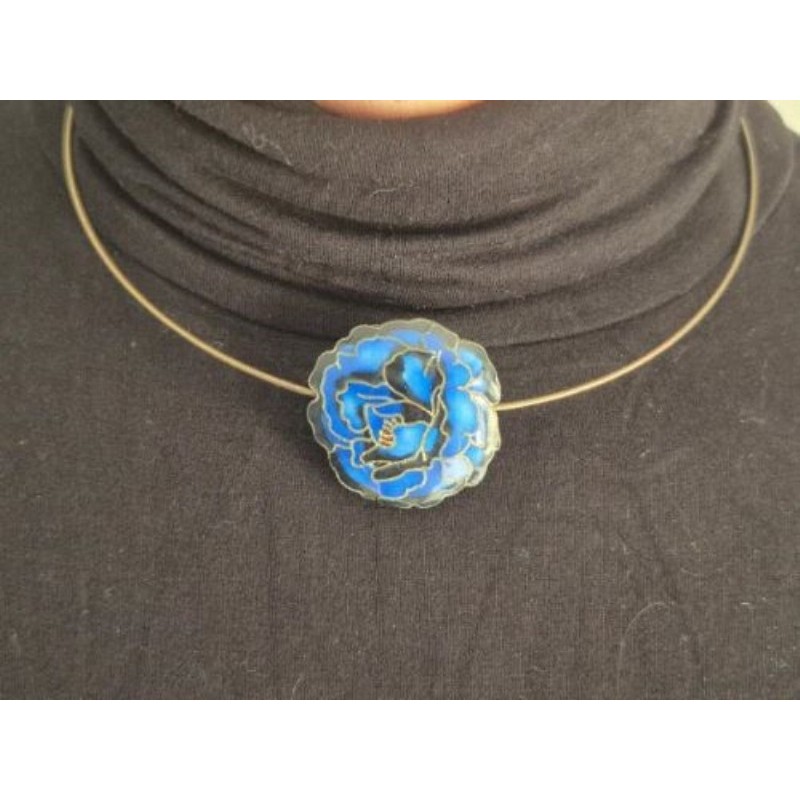 Collier Ras du Cou Ceramique Bleu