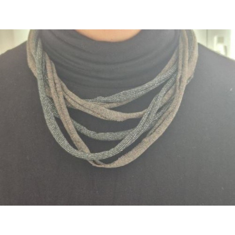 Collier Tissu Marron