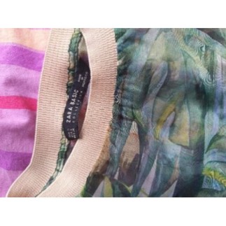 Haut Zara tissu fluide vert Taille S 