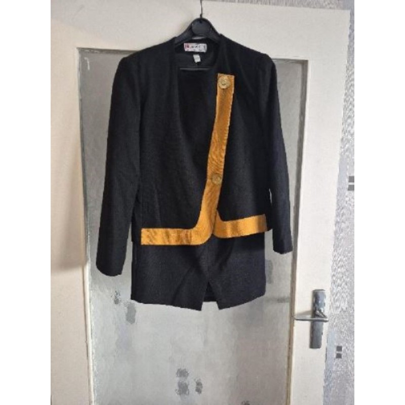 Tailleur (jupe et veste) noir moutarde Sarah B taille 40
