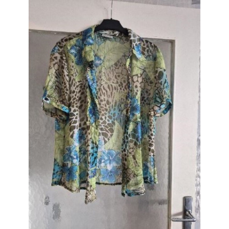 Chemisier voile cooorie bleu vert taille 48