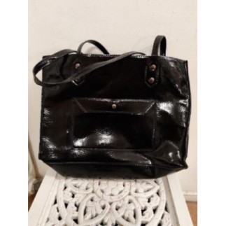 Sac à main noir brillant la...