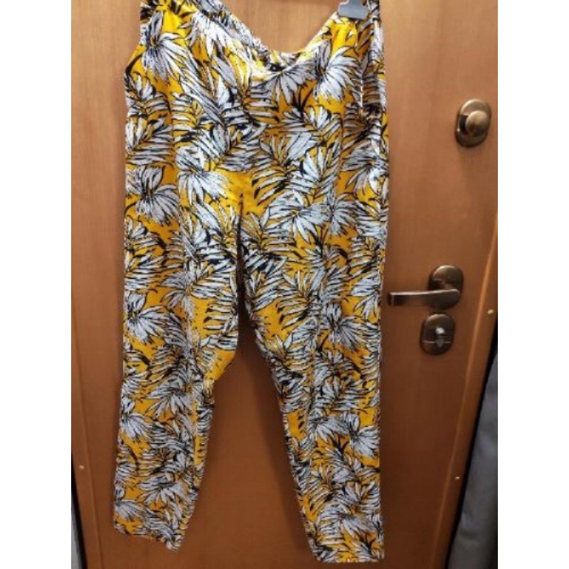 Pantalon Fluide fleurie jaune  L 
