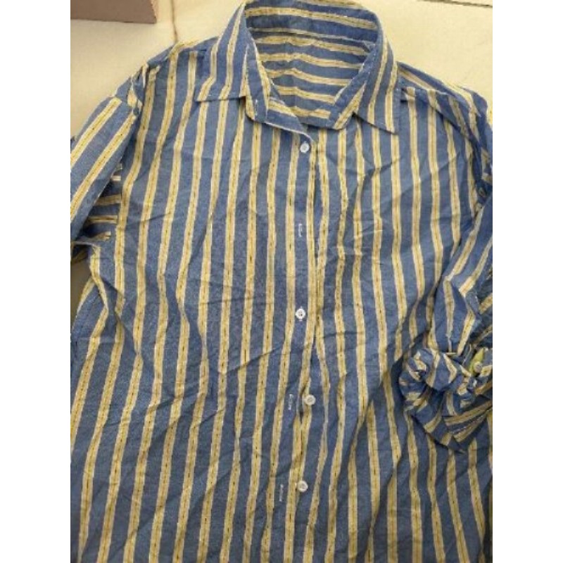 Chemise rayé bleu et jaune femme S/M