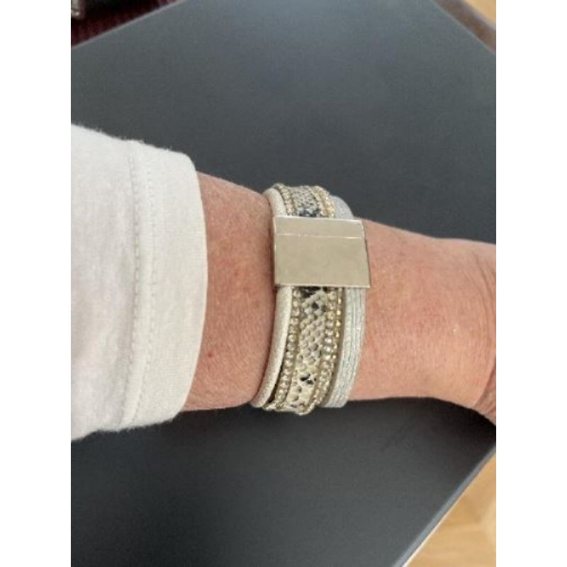 Bracelet, aimanté, gris argenté