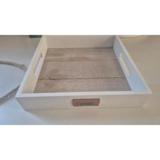 Plateau carré bois blanc HOME