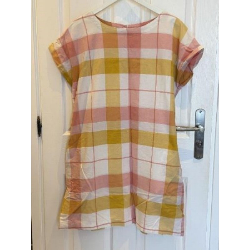 Robe d’été écossaise rose et ocre T44