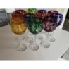 Lot de 10 verres à pied en cristal de couleur 