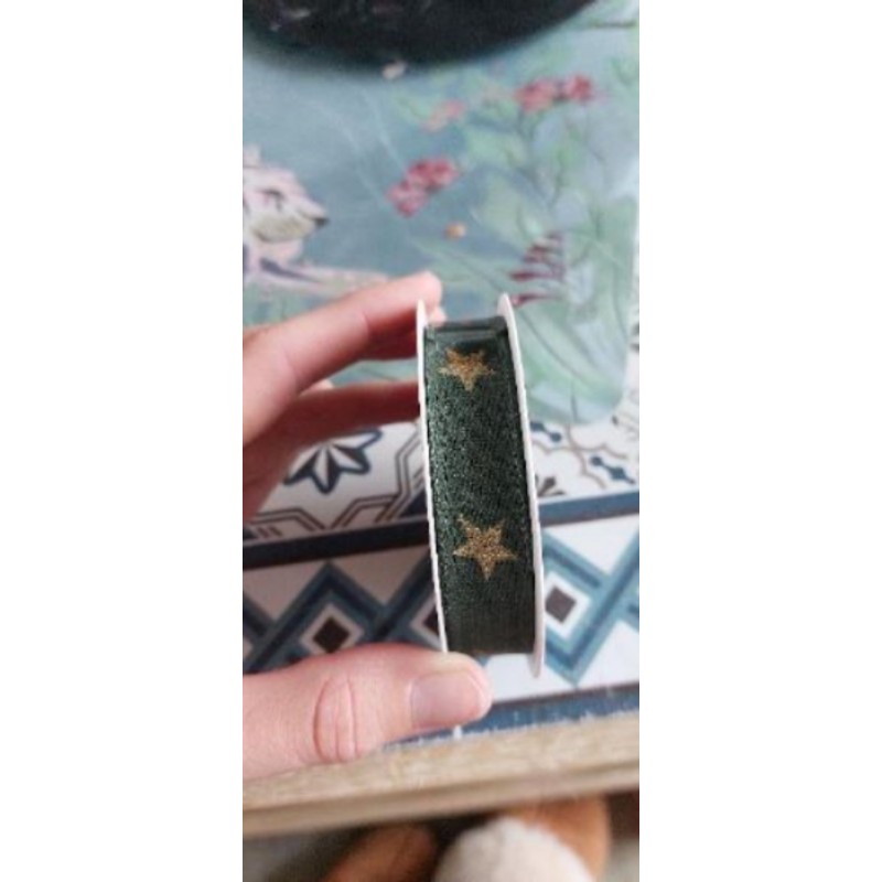 Ruban vert avec étoile 1metre