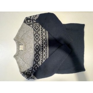 Pull bleu marine et gris M