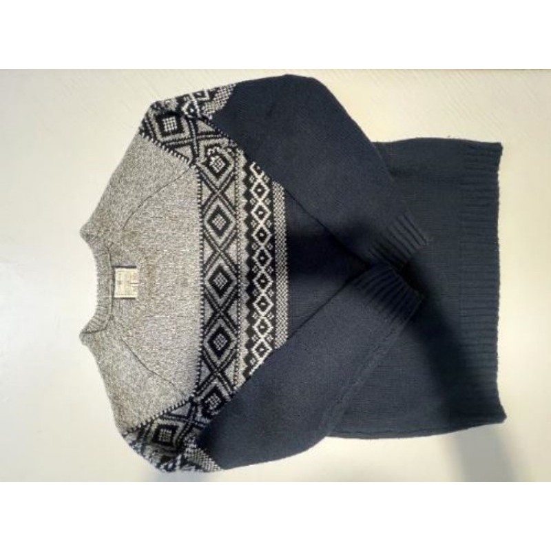 Pull bleu marine et gris M