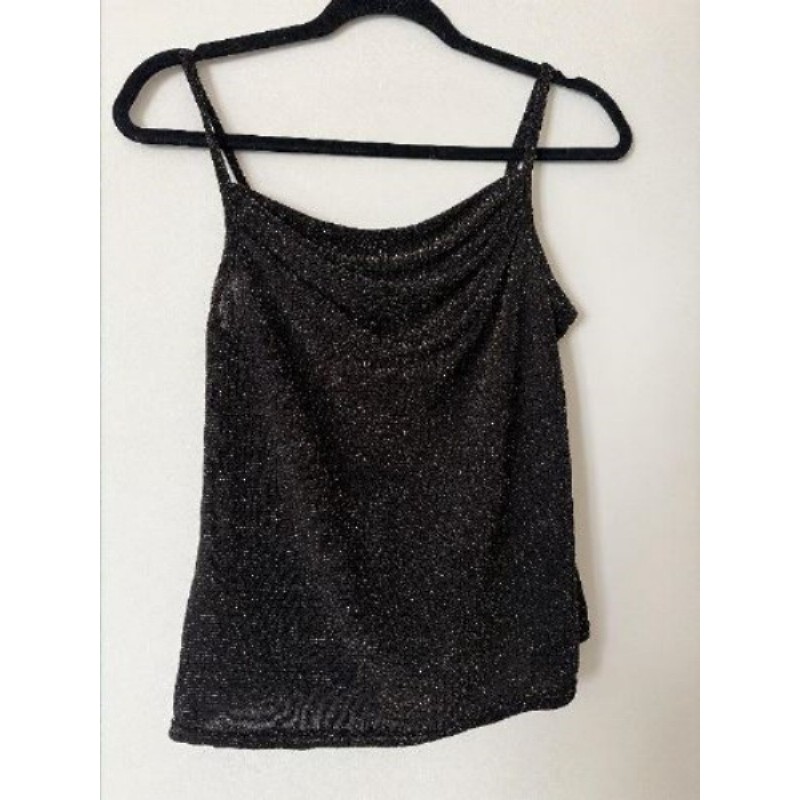 Haut bretelles noir paillettes dorées T38