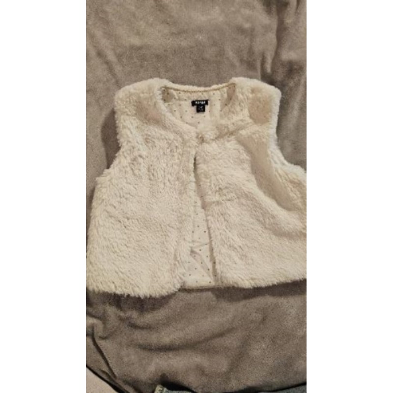 Gilet sans manches fourrure blanche 36 mois