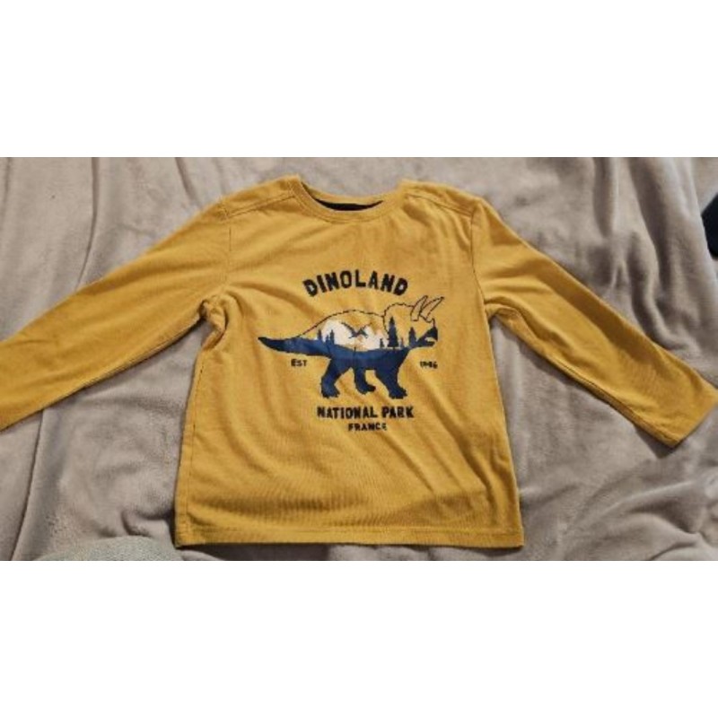 T-Shirt jaune Dinoland manches longues 3 ans