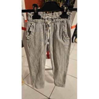 Pantalon léger rayé noir et...