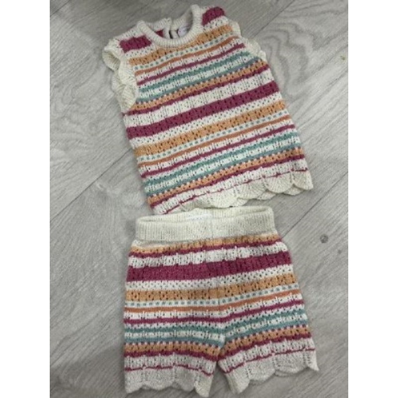 Ensemble deux pièces multicolores Primark taille 6-9 mois neuf mois en maille 