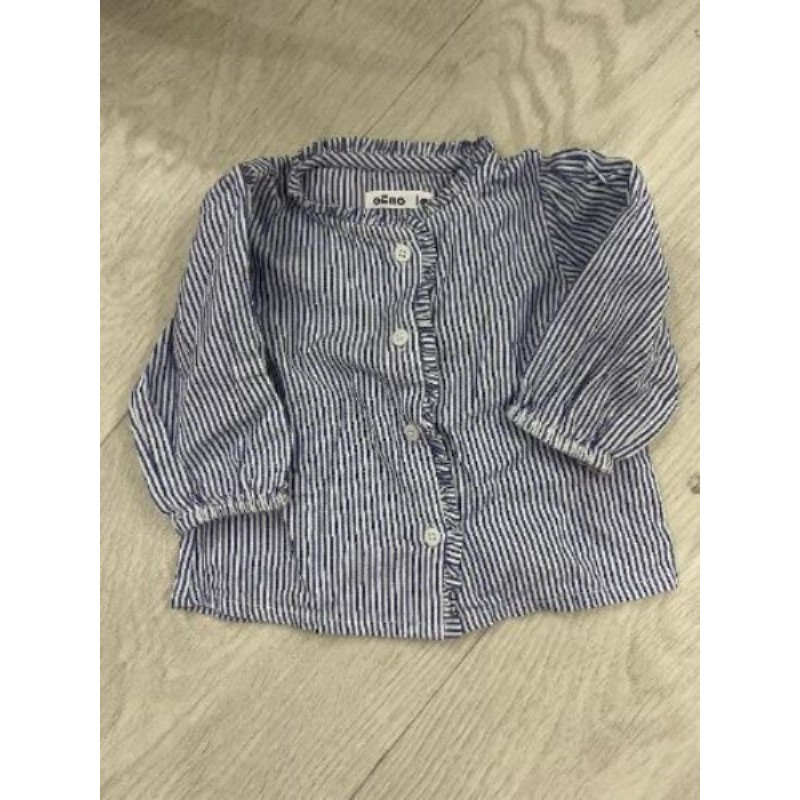 Chemise à rayures, gémeaux, bleu et blanche, six mois