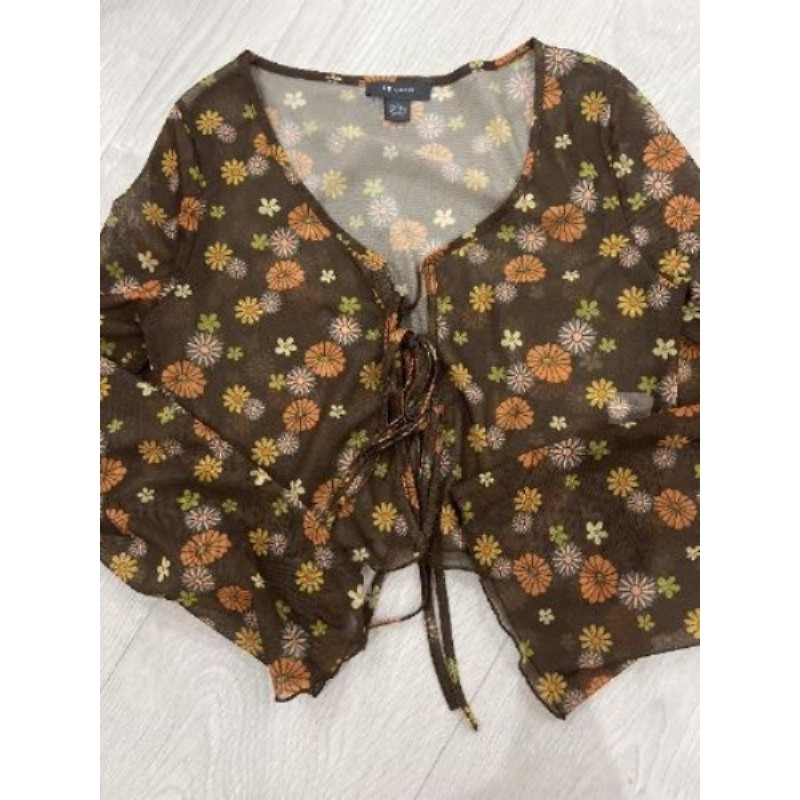 Petit top marron à fleurs jaune et orange Primark taille M