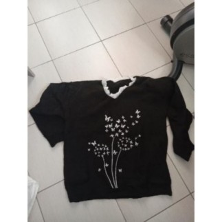 Pull noir papillons Xl
