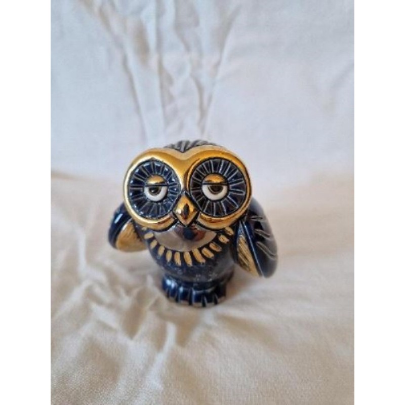 Hibou bleu et doré 