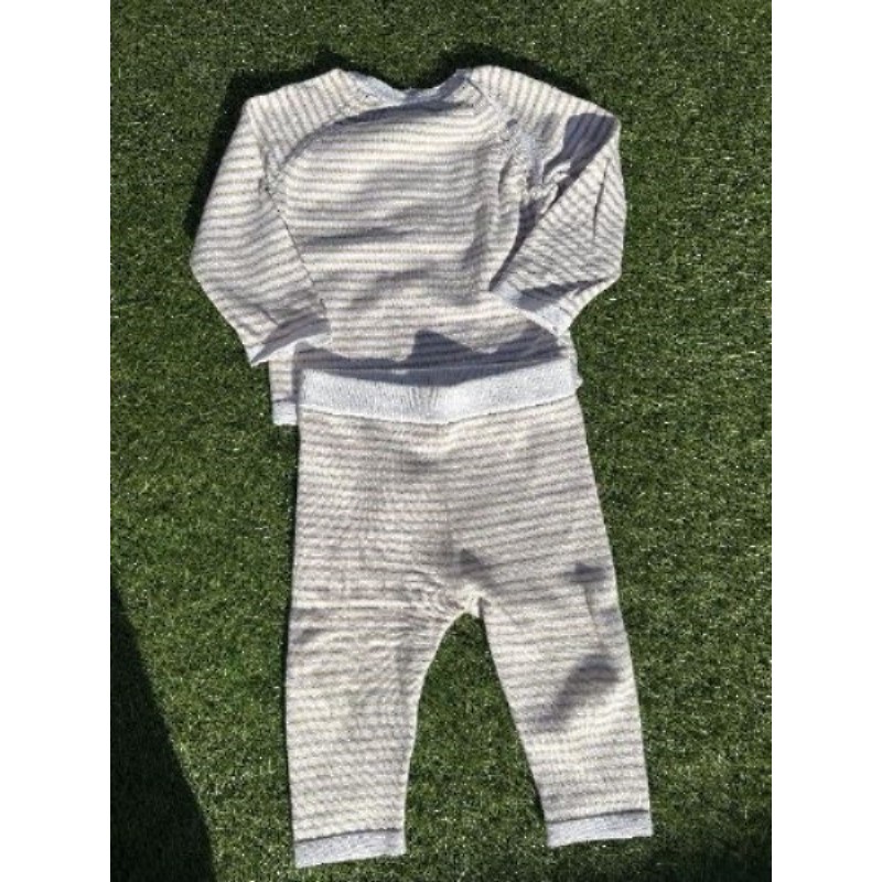 Ensemble M&S rayer blanc et beige, 9-12 mois 