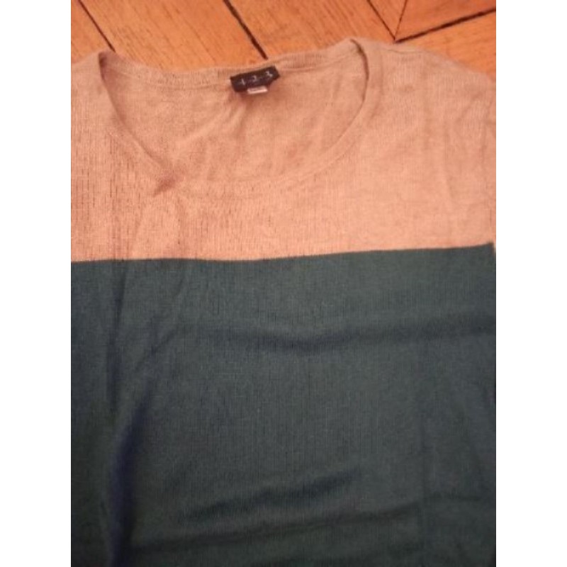 Pull maison 1 2 3 taille 38 bicolore beige vert 