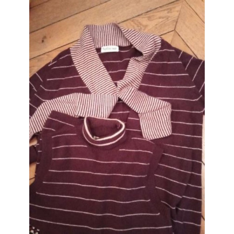 Twin set gilet col rouléen laine cachemire mélangé taille 1  coloris grenat 